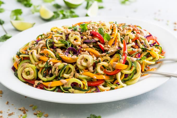 Summer Refreshment: No-Cook Zucchini Noodle Pad Thai Salad